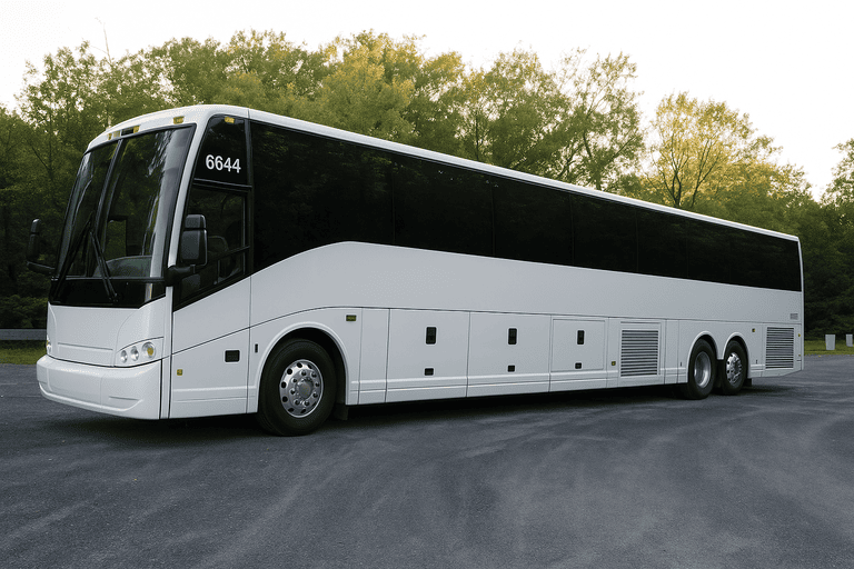 exterior of Charter Bus Rental Naperville coach bus